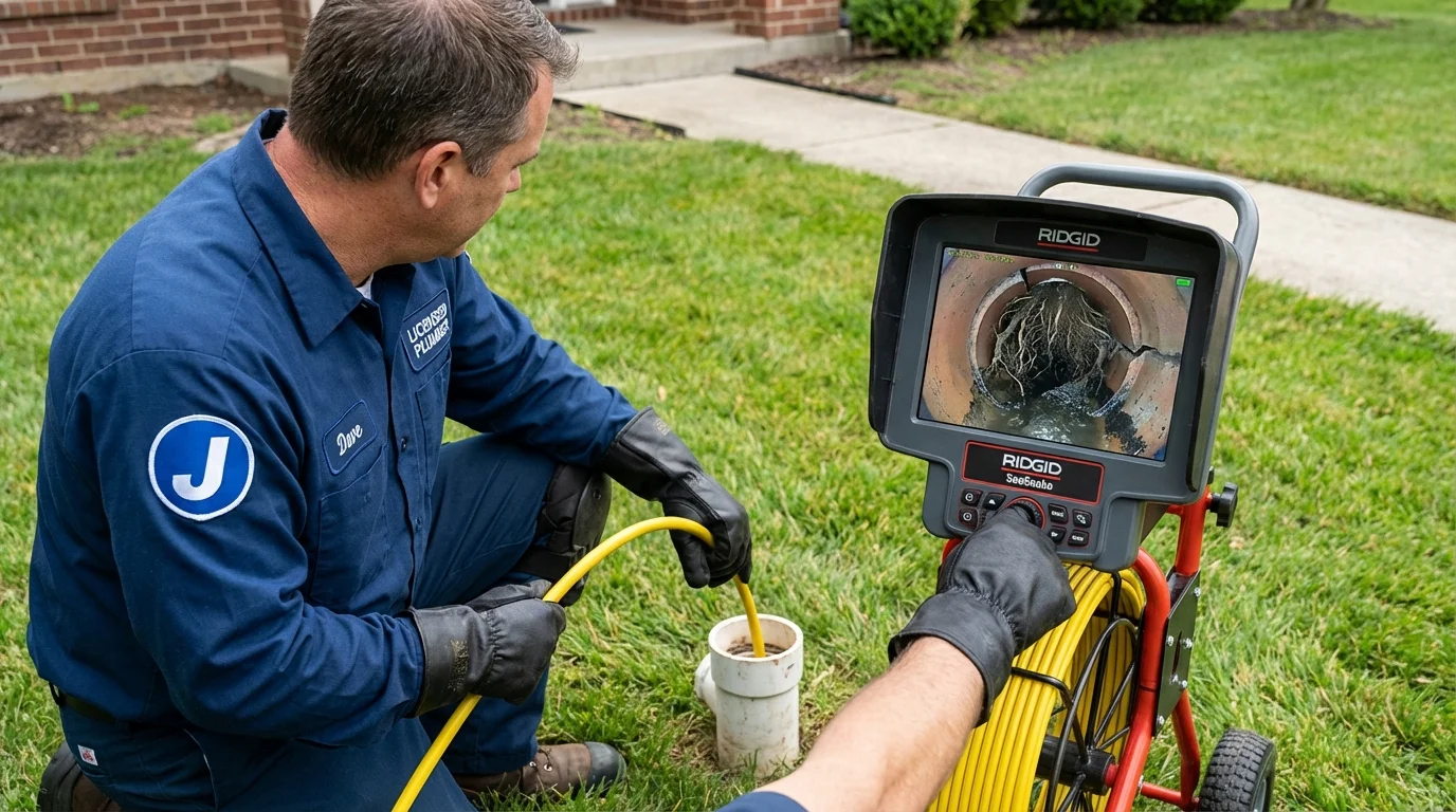 Sewer camera inspection being performed by Johns Plumbing LLC in Port Jefferson Station